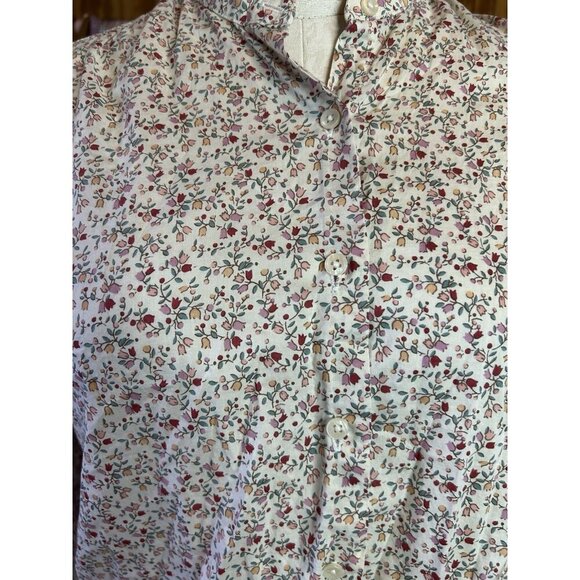 Vtg LL Bean Long Sleeve Button Down Floral Shirt Size 10 Maine USA Cotton - Picture 4 of 8